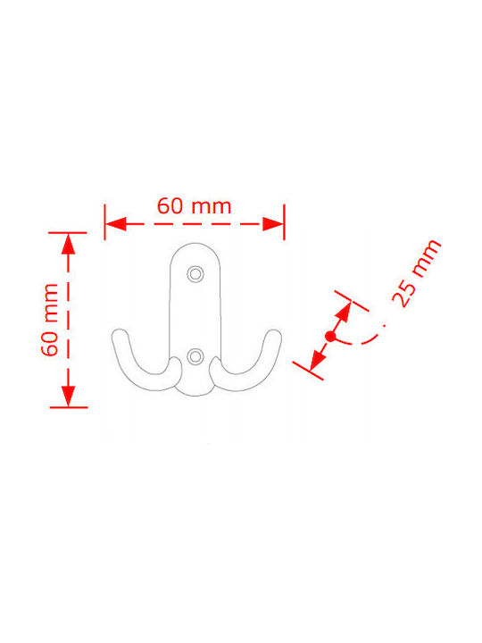 Viobrass Agățătoare de Perete 100 Metalică 2 Sloturi Aur 100-1 6x2.5x6cm 1buc