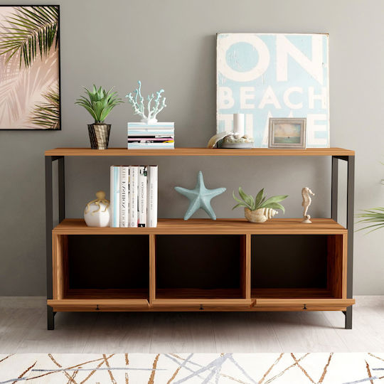 Nero Console Table Wood & Metal Μαύρο - Καρυδί L120xW30xH75cm