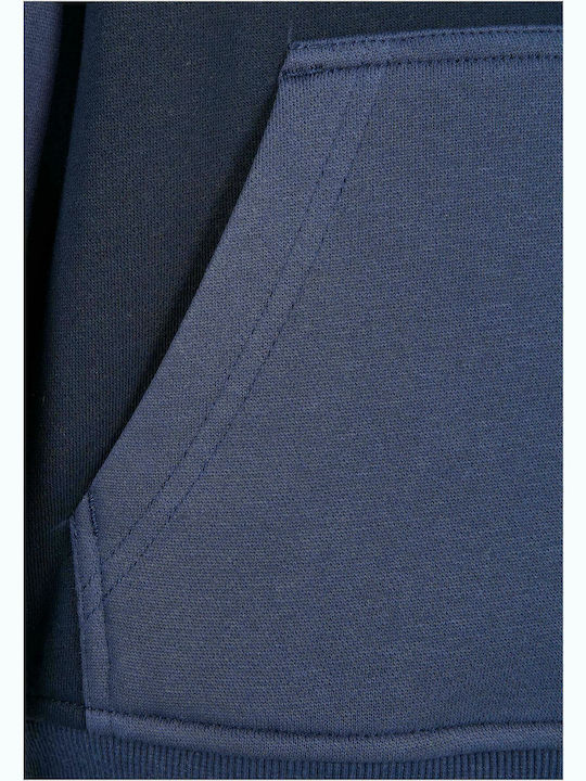 Fleece Παιδικό Φούτερ με Κουκούλα και Τσέπες Navy Μπλε 2tone Fake Raglan Hoody