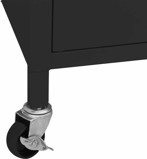 Metallisches Büroaufbewahrungsschubladenschrank mit Rädern Schwarz 60x35x49cm