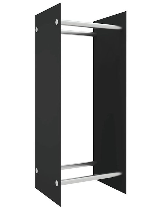 vidaXL Γυάλινο Ράφι Αποθήκευσης Ξύλων 40x35x100cm Μαύρο