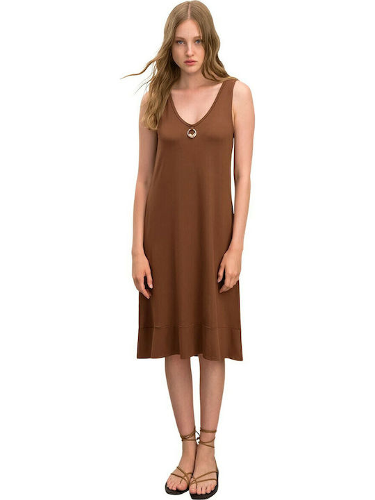 Vamp Γυναικείο Φόρεμα Παραλίας Brown Bitter