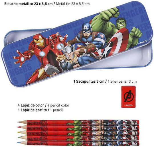 Avengers S0728018 Παιδικό Σετ Γραφικής Ύλης με Μολύβι, Ξύστρα, Γόμα, Σημειωματάριο, Κασετίνα και Ξυλομπογιές 16τμχ