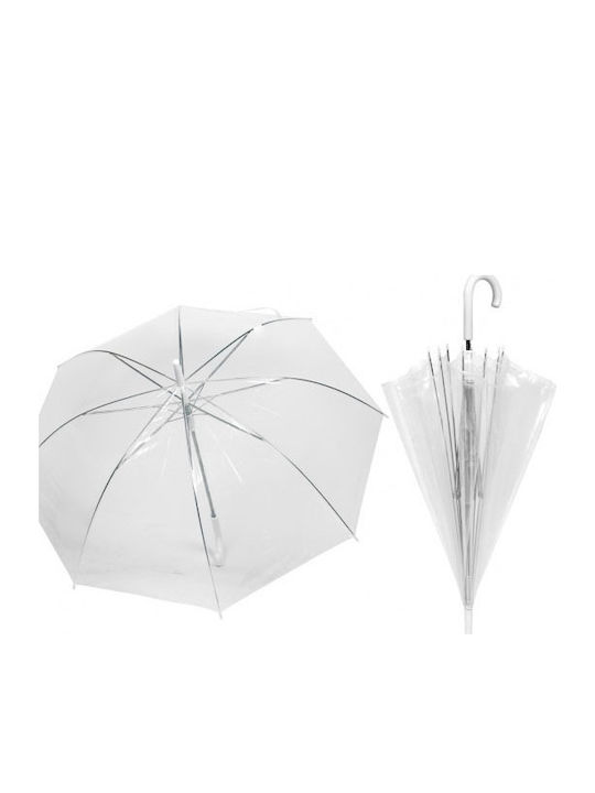 Perletti Αυτόματη Ομπρέλα Βροχής με Μπαστούνι Διάφανη