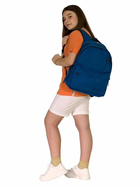 Must Team Monochrome Double Blue School Bag Backpack Junior High-High School Blue with Water Bottle Holder 25Liters