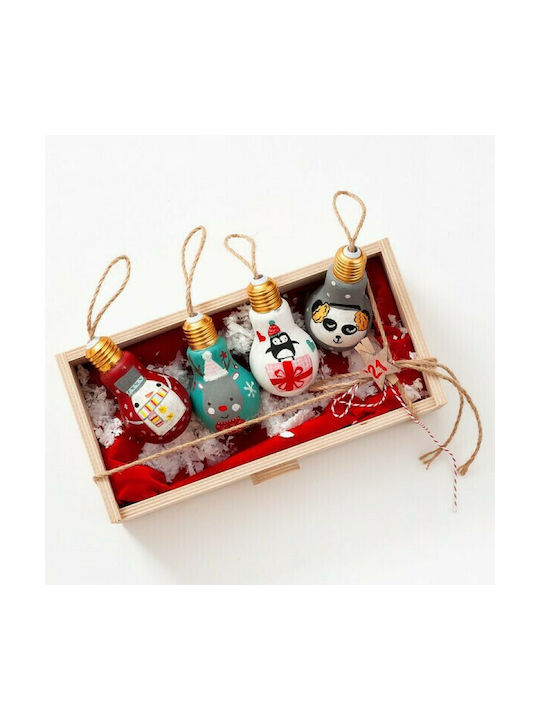 Παρίσης Weihnachtshänger Kugel Ornament Set 4Stück (Μverschiedene Designs/Farben)