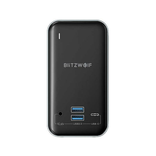 BlitzWolf USB-C-Dockingstation mit HDMI/DisplayPort 4K, PD, Ethernet und Anschluss für 3 Monitore Schwarz (BW-TH14)