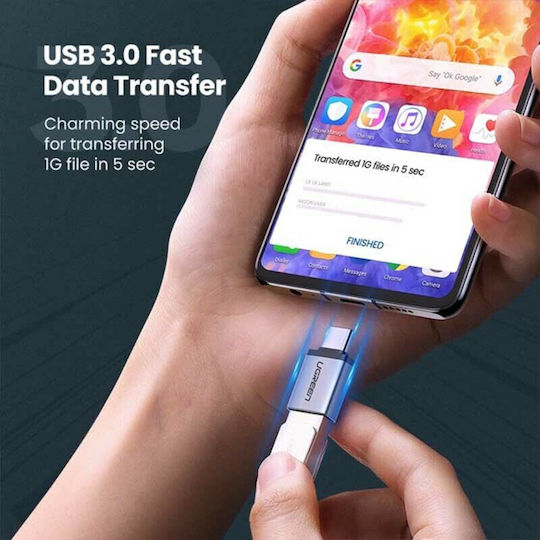 Ugreen US270 Конвертор USB-C мъжки към USB-A женски Сив 1бр