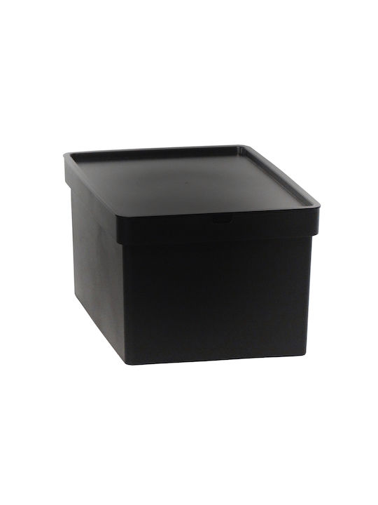Viomes Nova Πλαστικό Κουτί Αποθήκευσης με Καπάκι Μαύρο 28x18x13.5cm