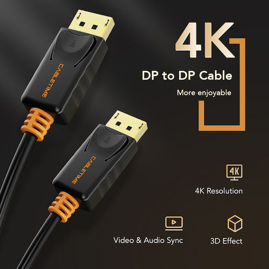 Cabletime Cable DisplayPort male - DisplayPort male 1.8m Μαύρο (CT-AV585-01G-B1.8)