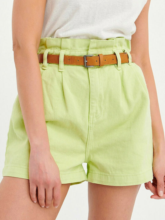 Γυναικείο Τζιν Ψηλόμεσο Σορτς Lime Green