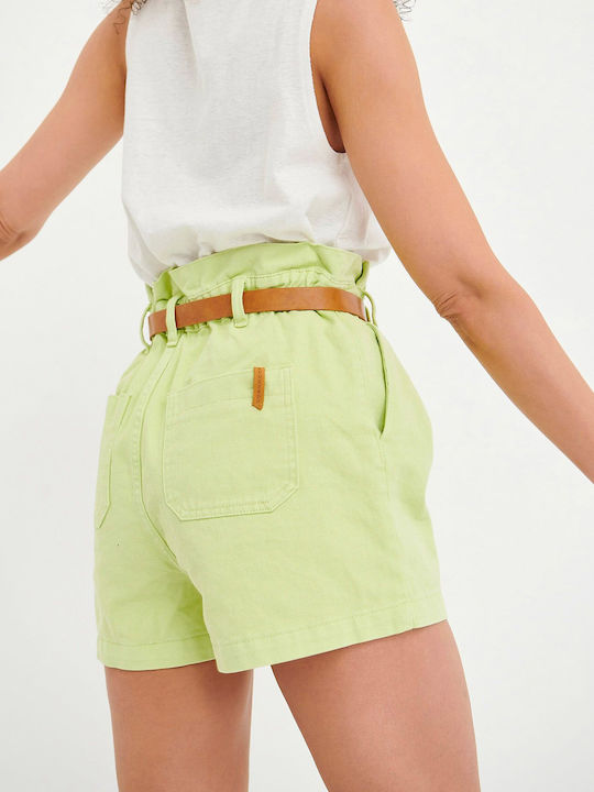 Γυναικείο Τζιν Ψηλόμεσο Σορτς Lime Green