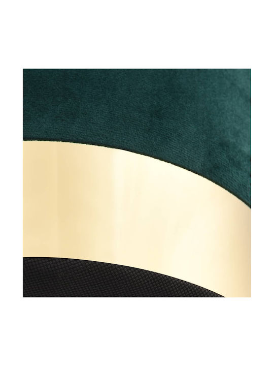 Stool For Living Room Upholstered with Velvet Green / Gold 26.5x26.5x38cm