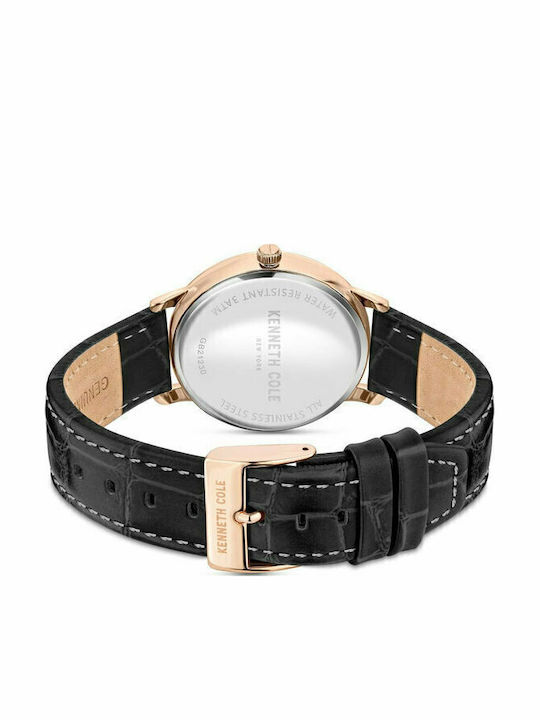 Kenneth Cole Ανδρικό Ρολόι 42mm Μπαταρίας με Μαύρο Δερμάτινο Λουράκι