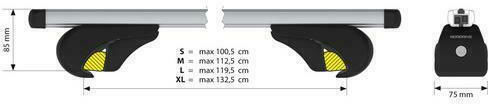 Nordrive Aluminum Car Roof Bars Yuro 108cm Universal 1991 for Cars with Factory Bars Set with Roof Rack Legs and Lock