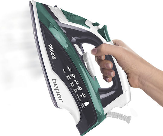 Beper Fier de Călcat cu Aburi 2600W cu Talpă din Oțel Inoxidabil și Debit Continu de Abur 25g/min