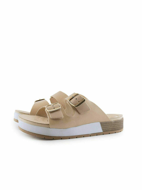 Pegada Women's Flat Sandals in Beige Color