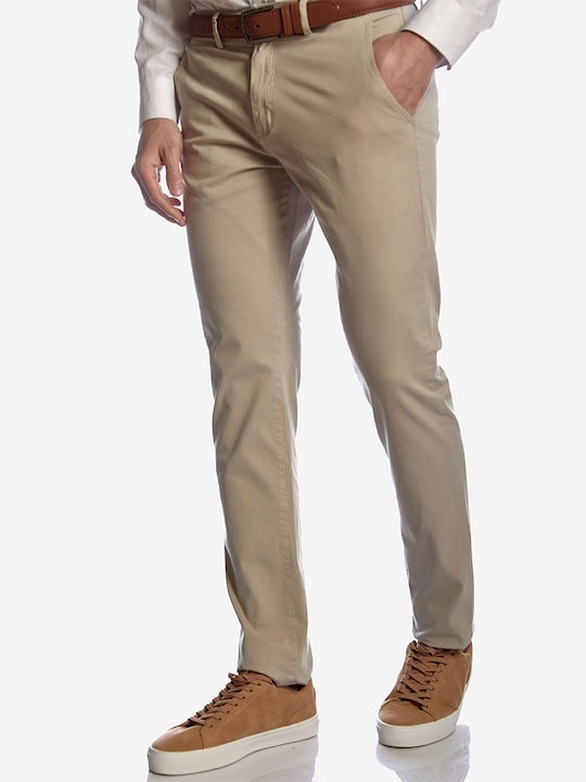 Trousers Chino Elastic in Slim Fit Beige