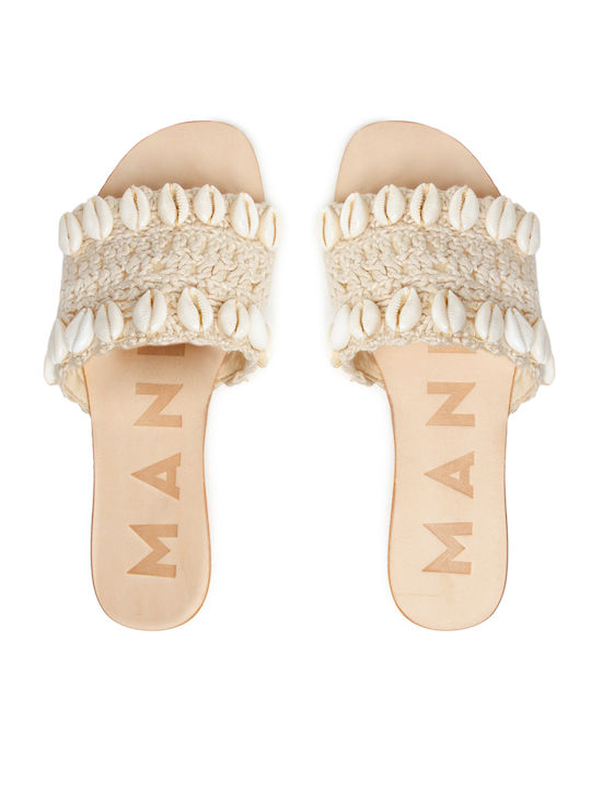 Leather Women's Flat Sandals Natural