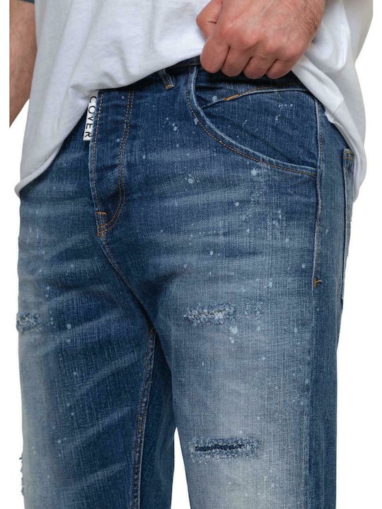 Monaco Men's Jeans Pants Cropped Elastic with Skinny Fit Blue