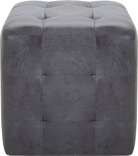 Noptiere cu Piele Ecologică Gri 2buc 30x30x30cm