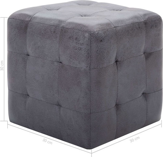 Noptiere cu Piele Ecologică Gri 2buc 30x30x30cm