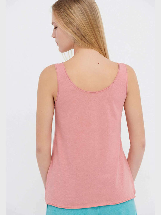 Funky Buddha Damen Sportliches Bluse Ärmellos Rosa