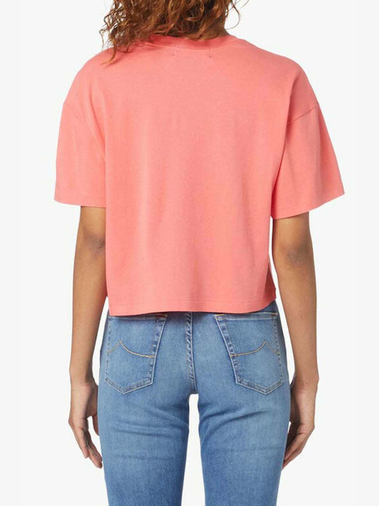 Ralph Lauren Γυναικείο Crop Top Κοντομάνικο Καλοκαιρινό Πορτοκαλί