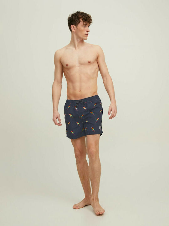 Crete Men's Swimwear Shorts Navy Blue with Patterns