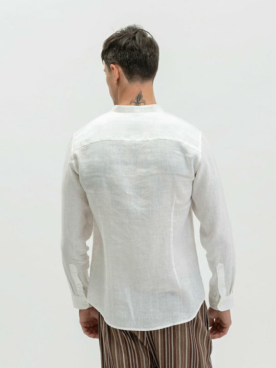 Long-sleeved Linen Shirt White