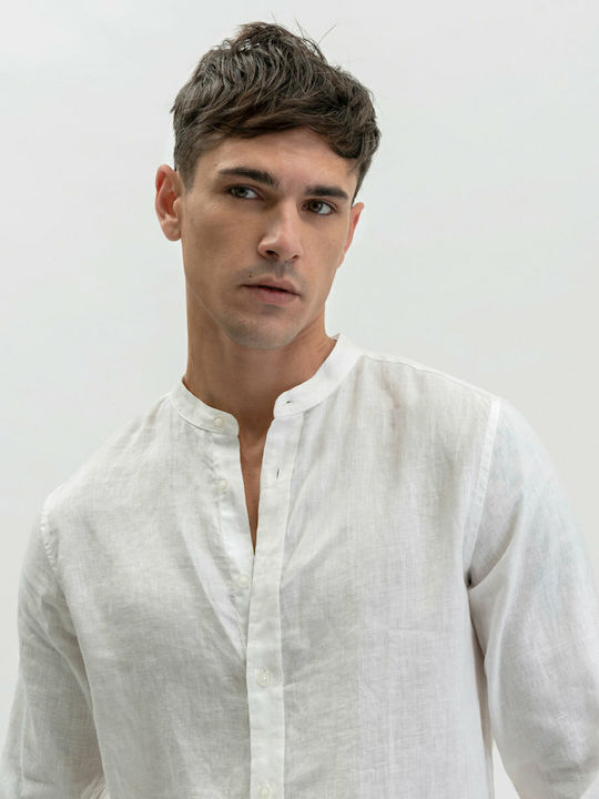Long-sleeved Linen Shirt White