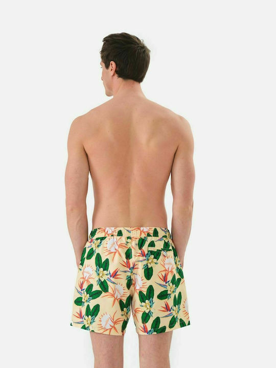 John Frank Herren Badehose Beige Blumen