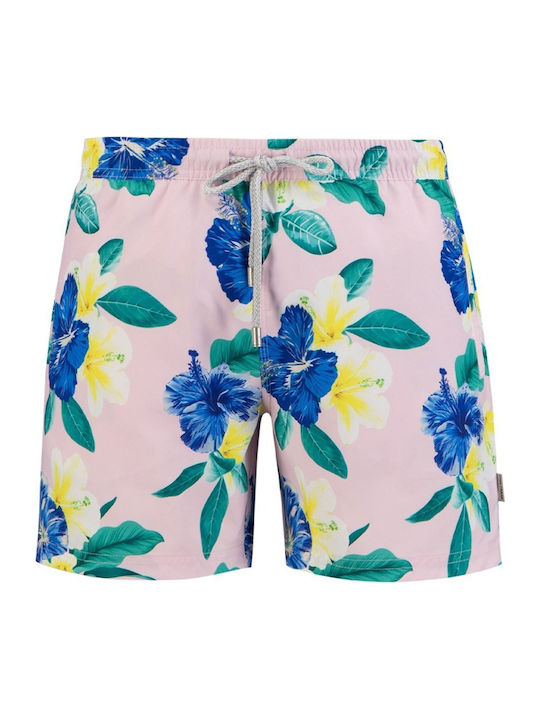 Hibiscus Herren Badebekleidung Shorts Rosa mit Mustern