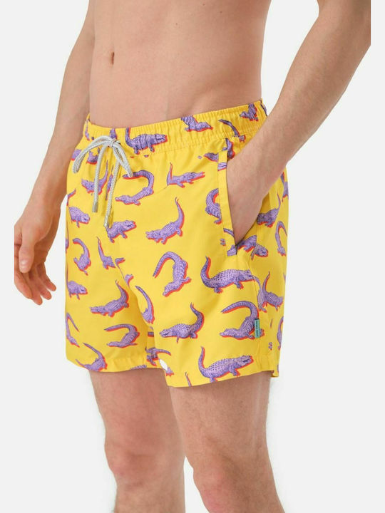 Crocodile Herren Badebekleidung Shorts Gelb mit Mustern