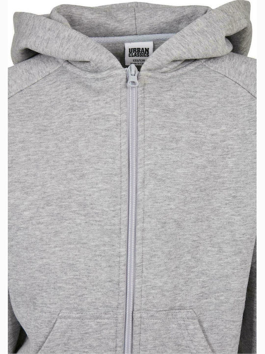 Fleece Kinder-Sweatshirt Strickjacke mit Kapuze und Taschen Grau
