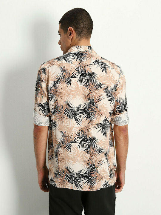 Imperial Men's Shirt Long Sleeve Floral Beige