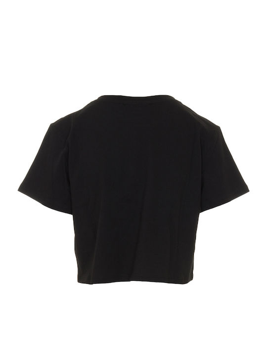 Bluze Damă Crop Top Bumbac Mâneci Scurte Negru
