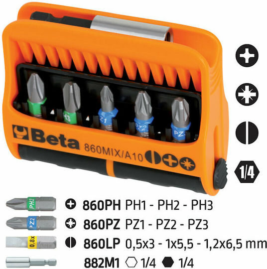 Beta Set 10 Screwdriver Bits Torx / Allen