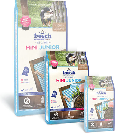 Bosch Petfood Concepts Mini Junior 3kg Dry Food Gluten-Free for Small Breed Puppies with Corn and Chicken