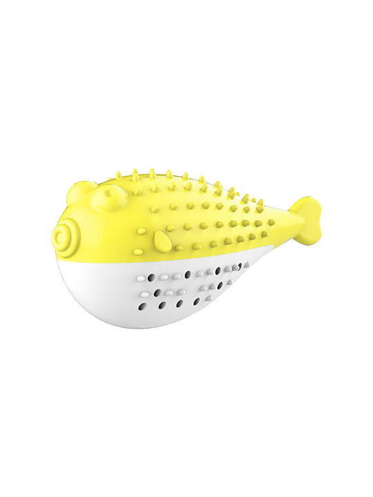 Pet Interest Pufferfish Cat Toy Interactive Dental Yellow 12x5x6cm