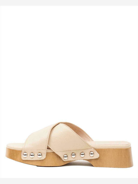 Wonders Leather Women's Flat Sandals Natural