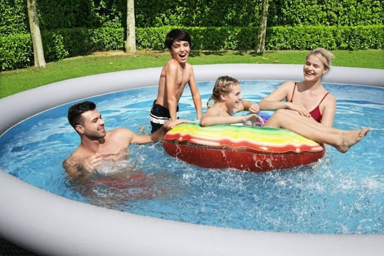 Bestway Round PVC Swimming Pool 7.34lt Inflatable 396x84cm Gray