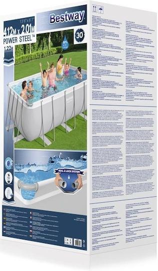 Bestway Piscină PVC Cu Cadru Metalic 412x201x122cm Gri