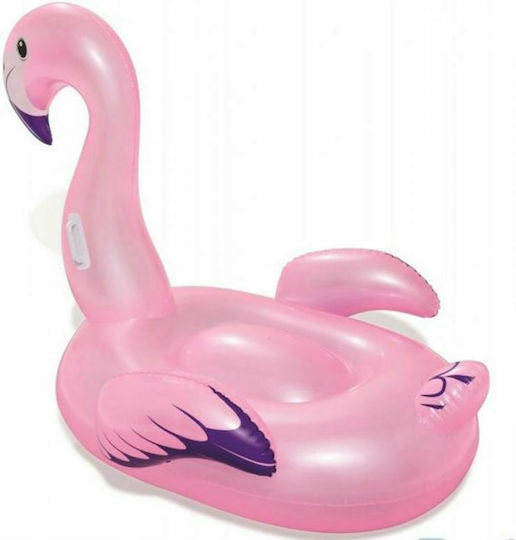 Bestway Παιδικό Φουσκωτό Ride On Θαλάσσης Flamingo με Χειρολαβές Ροζ με Glitter 127x127cm