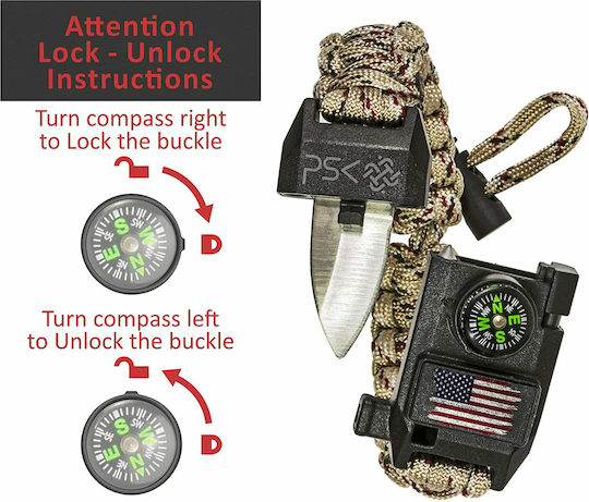 A2S Bracelet Survival with Whistle and Firestarter