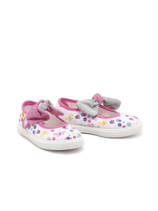 Vulladi Kids Ballerinas with Hoop & Loop Closure White