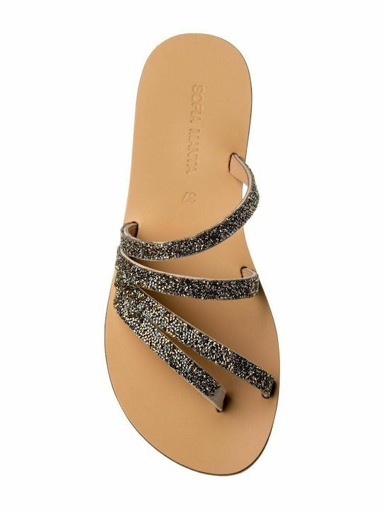 Leather Women's Flat Sandals in Brown Color