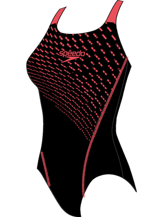 Medley Logo Medalist Athletic One-Piece Swimsuit Black/Red