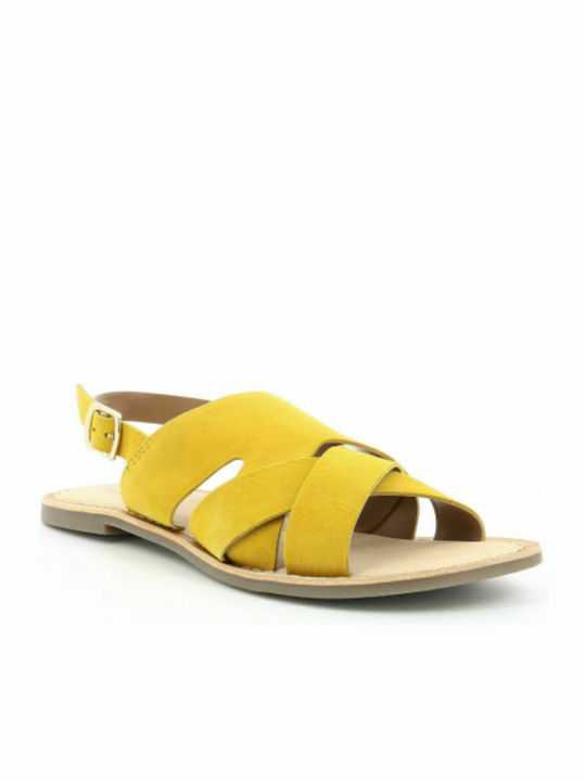 Kickers Dilani Jaune Women's Flat Sandals in Yellow Color