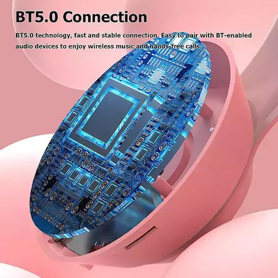 L550 Ασύρματα Bluetooth Παιδικά On Ear Ακουστικά με 9 ώρες Λειτουργίας Ροζ